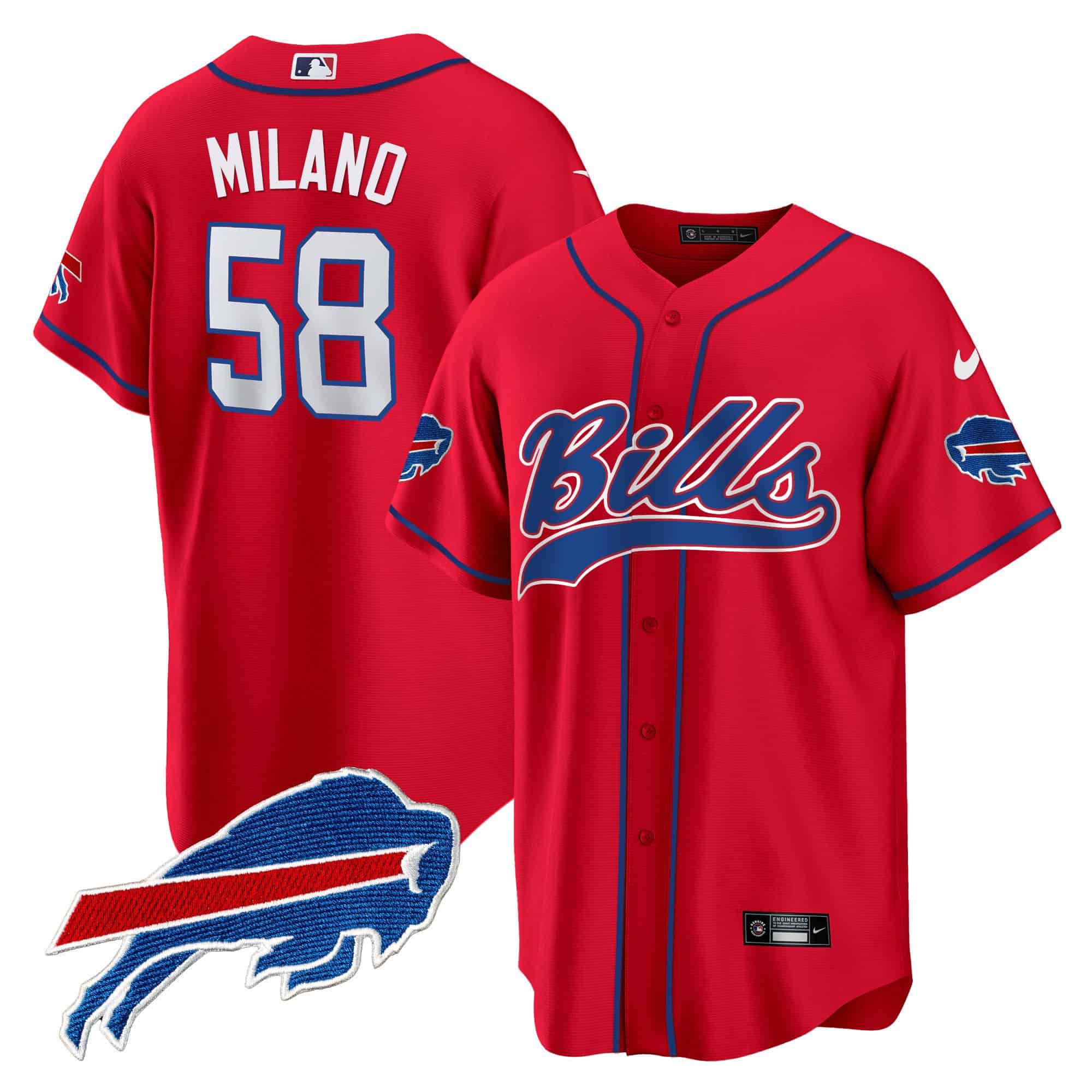 Men Buffalo Bills #58 Milano Red 2024 Nike Baseball Game NFL Jersey